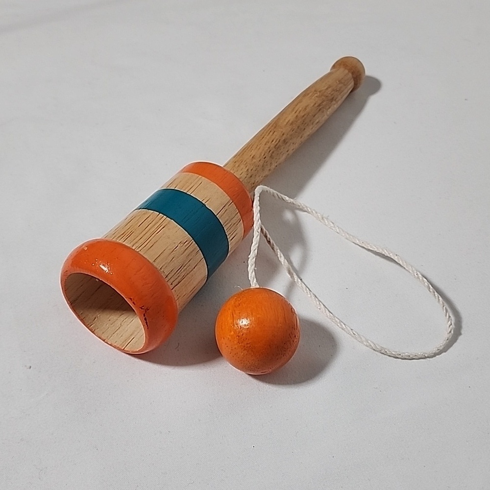 Wooden Toy Hammer with Orange and Blue Accents
